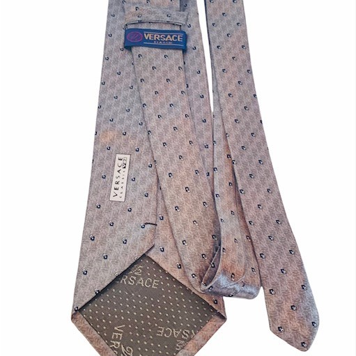 Versace Tie Necktie Silver Classic V2 vintage Italy check