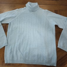 Laura Leigh LTD 100 % Cashmere Sky Blue Turtleneck Sweater XL Cable Vintage