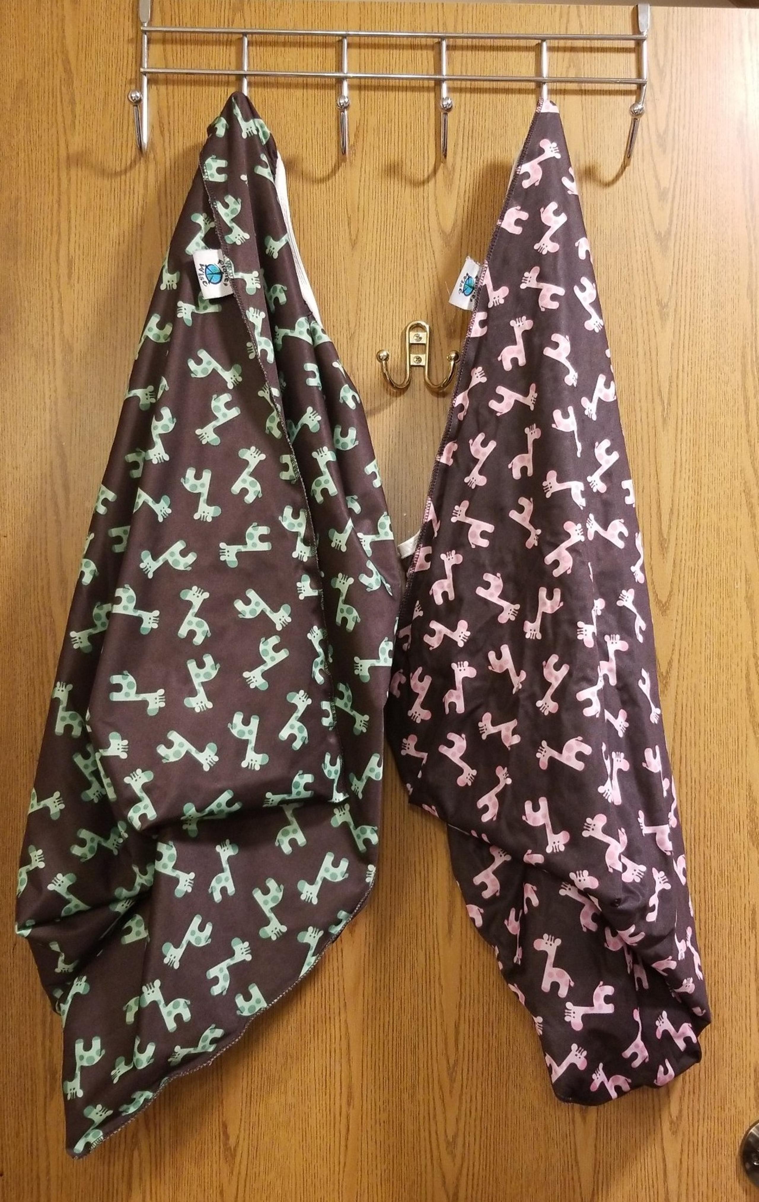 2 Planet Wise wet bags - pink and green giraffes