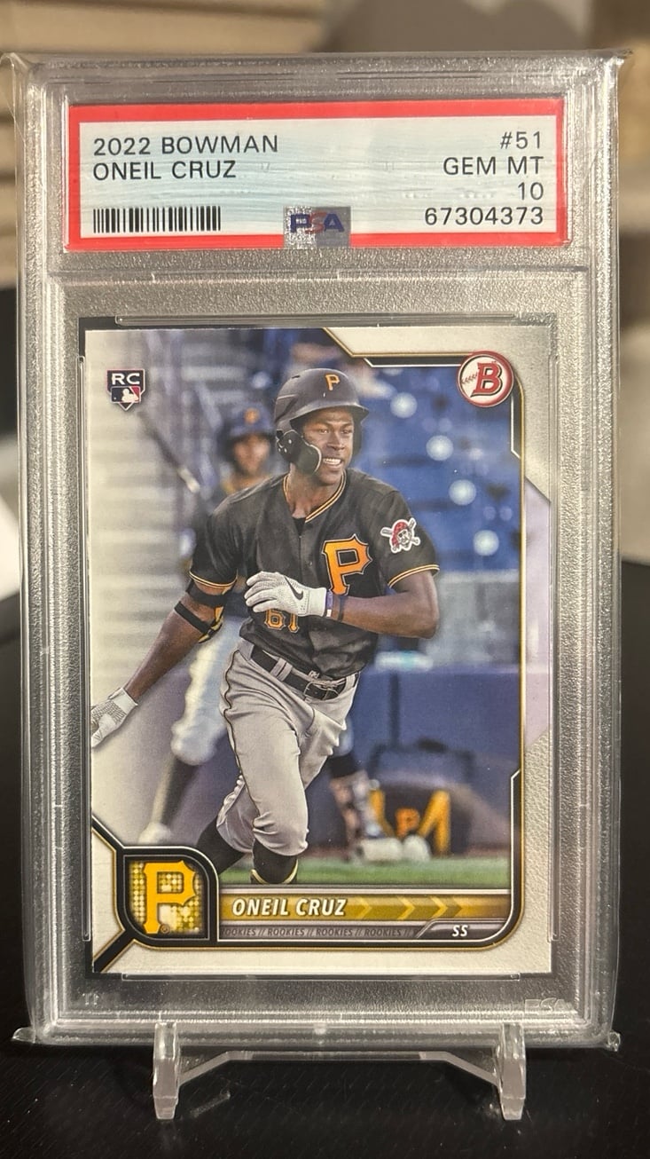 O’Neil Cruz Rookie Card 2022 Bowman RC Pittsburgh Pirates Future SS - PSA 10