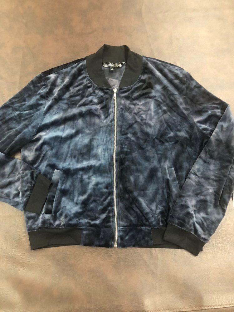 STEVIE LuLaRoe BOMBER JACKET Blue Velvet Large 14/16 12/14 Unicorn Lularoe New