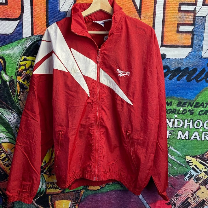 Vintage Red Reebok Windbreaker Jacket size Medium