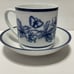 4- WILLIAMS SONOMA COFFEE TEA COCO MUGS CUPS SAUCER BLUE WHITE BUTTERFLY FLORAL