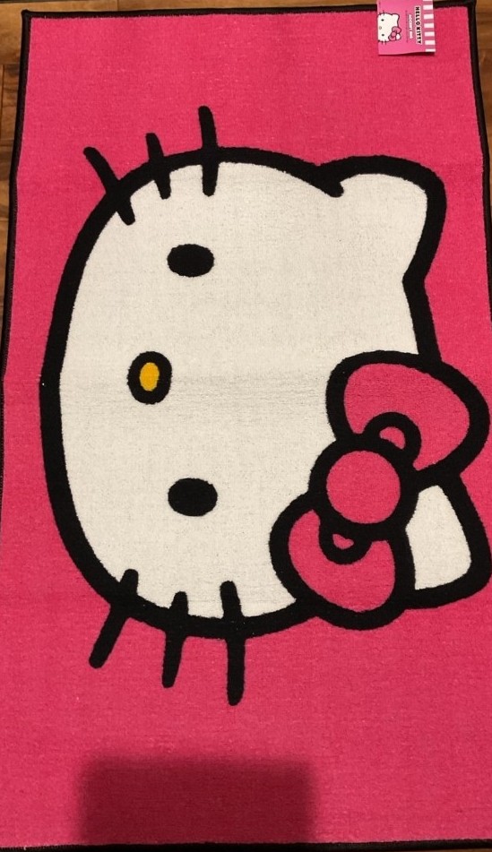 Hello Kitty Hot Pink Accent Rug W/Rubber Bottom 26.38in X 45in NWT