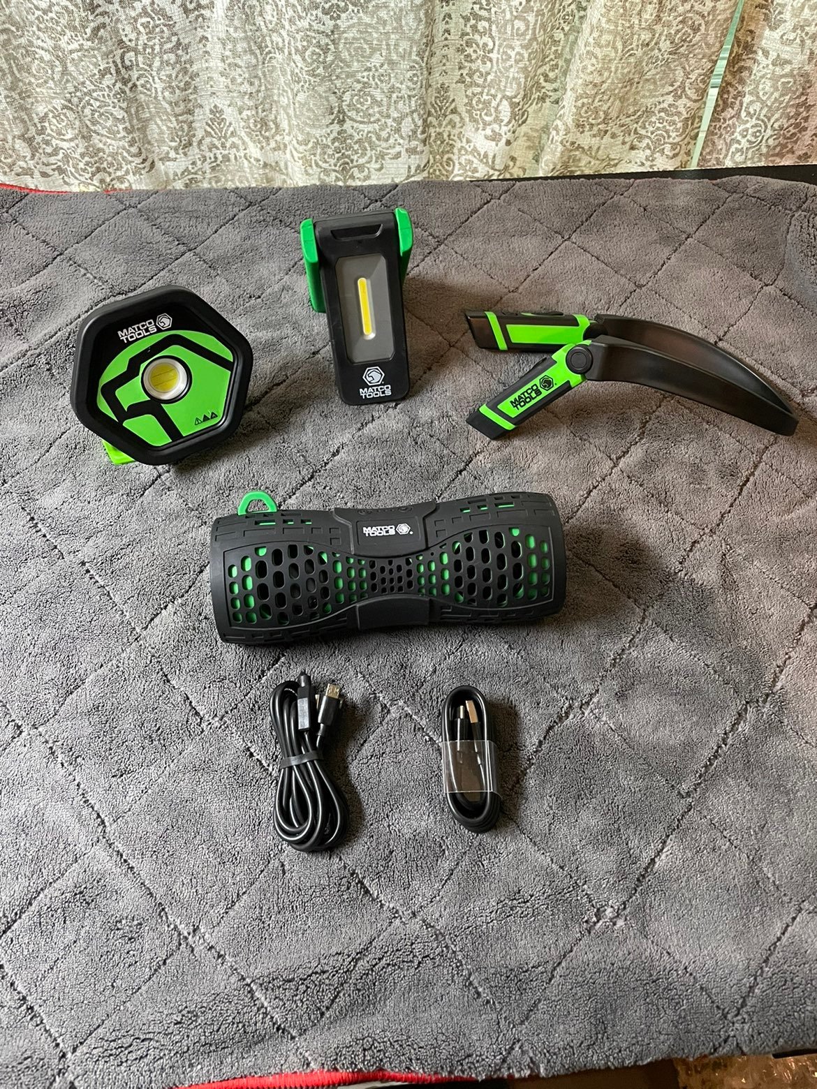 Matco rechargeable lights and speaker
