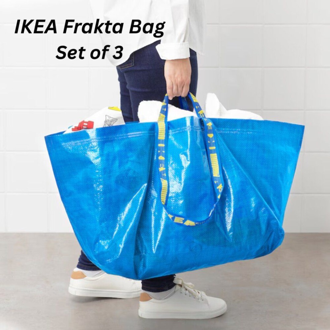 3-pack NWT IKEA FRAKTA Large Blue Shopping Bag (19 gallon; 21¾ x 14½ x 13¾ )
