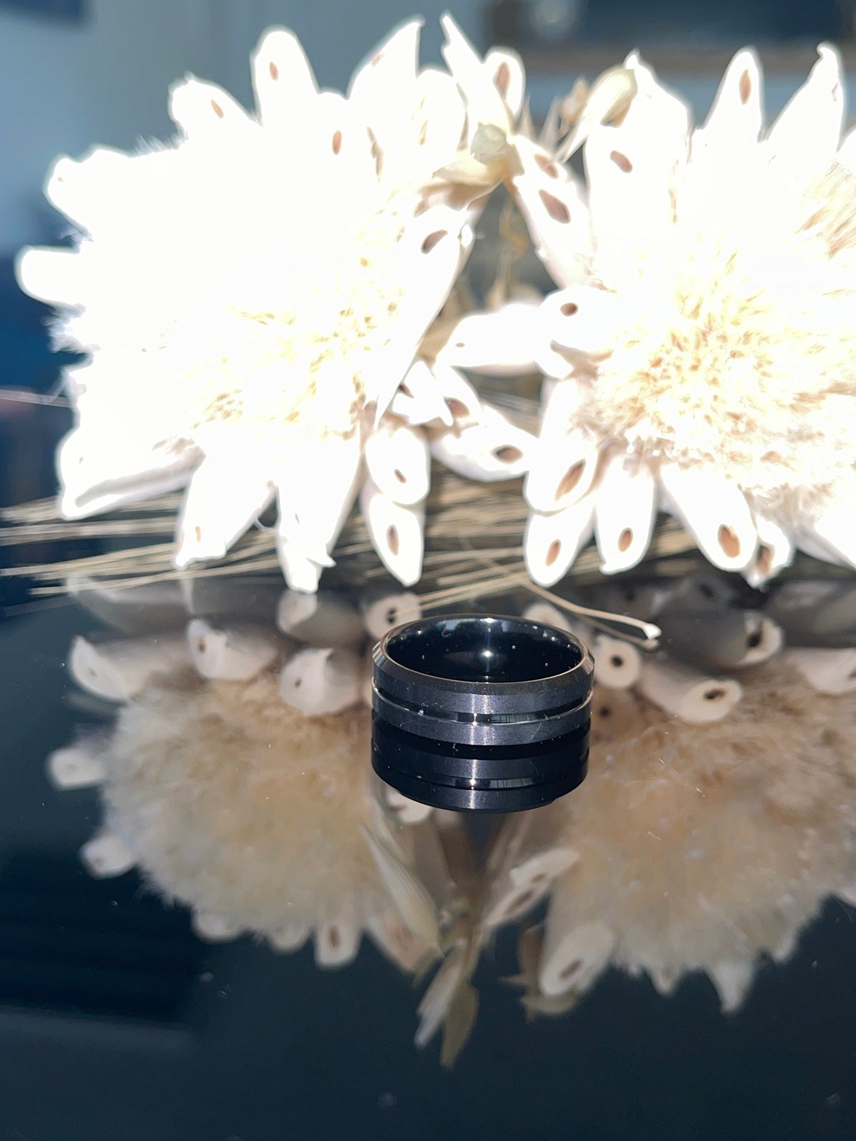 Tungsten black wedding band