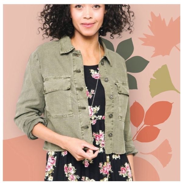 Kancan Army Green Cropped Utility Jacket