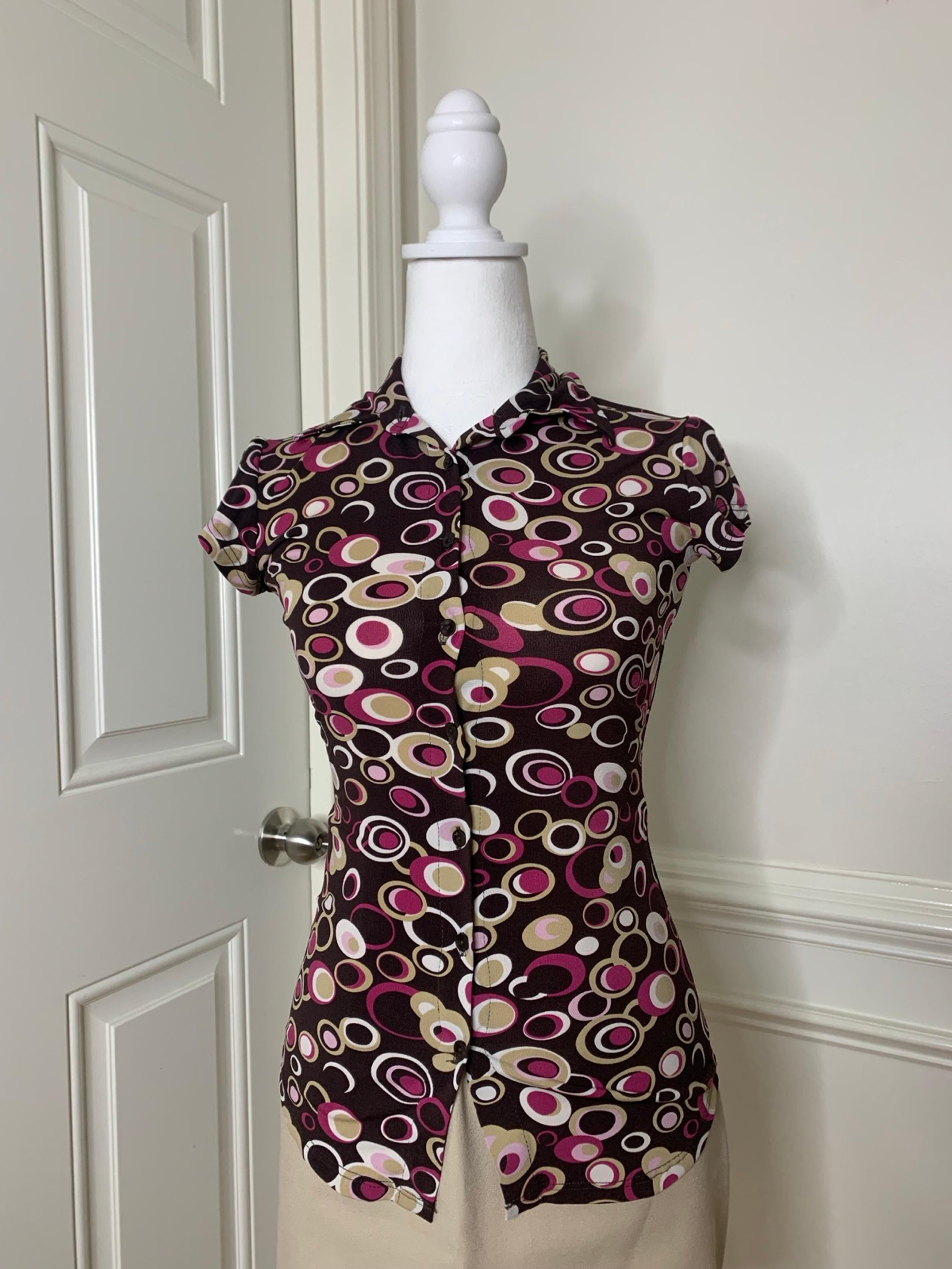 Y2K Anxiety retro brown and pink top with groovy pattern