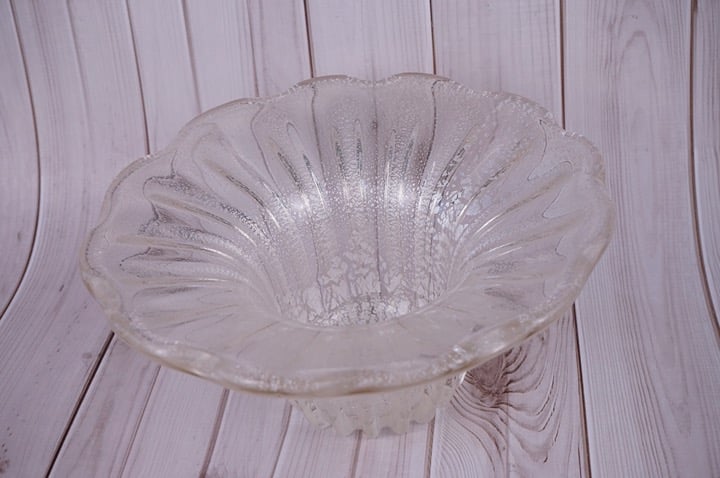 MIKASA Vintage Modern Handcrafted by KURATA Art Glass Bowl Clear Silver dish