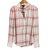Paige Enid shirt blouse top womens Classic flannel viscose white burnt sienna ne