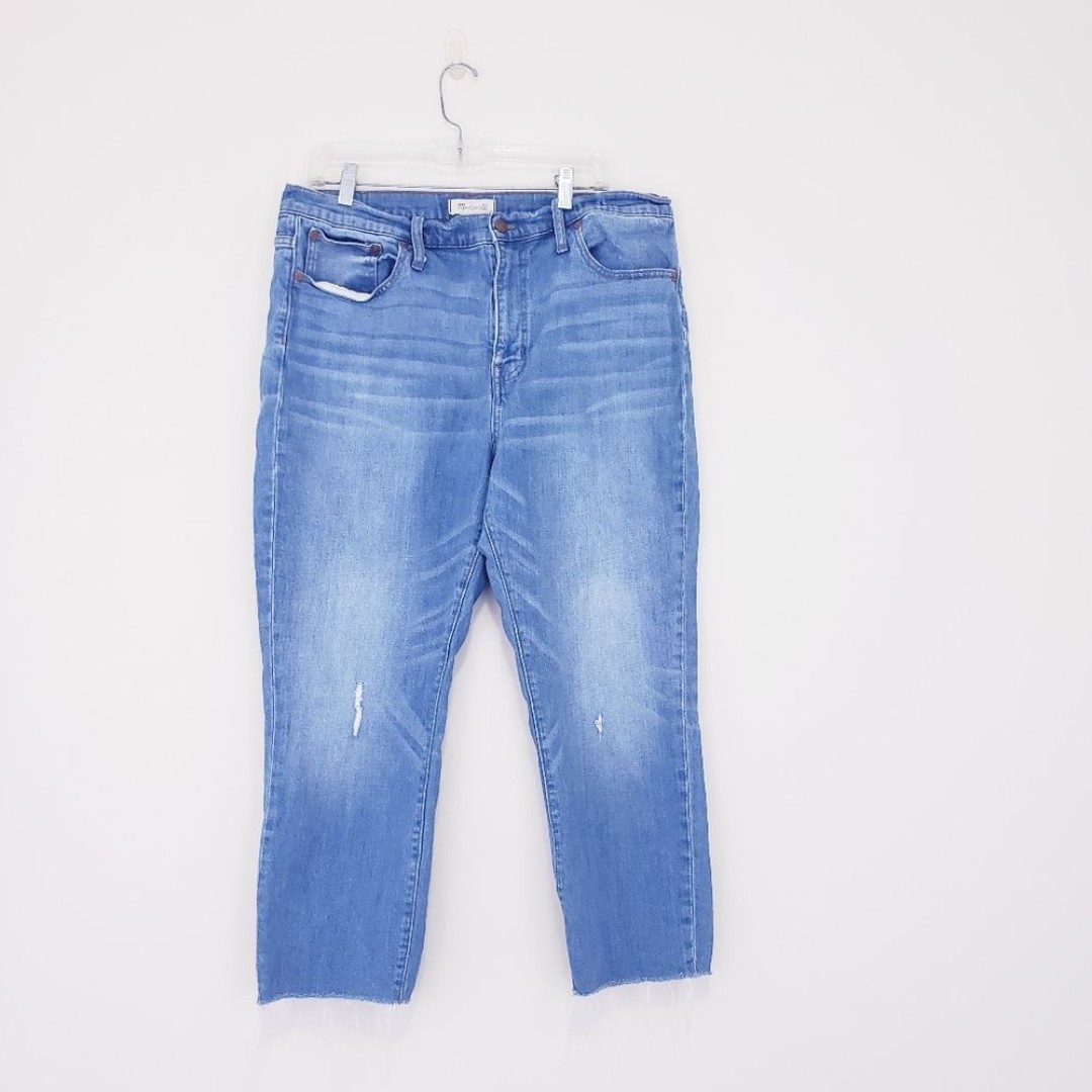 Madewell The High-Rise Slim Crop Boyjean Raw-Hemmed Edition Jeans Women Size 32