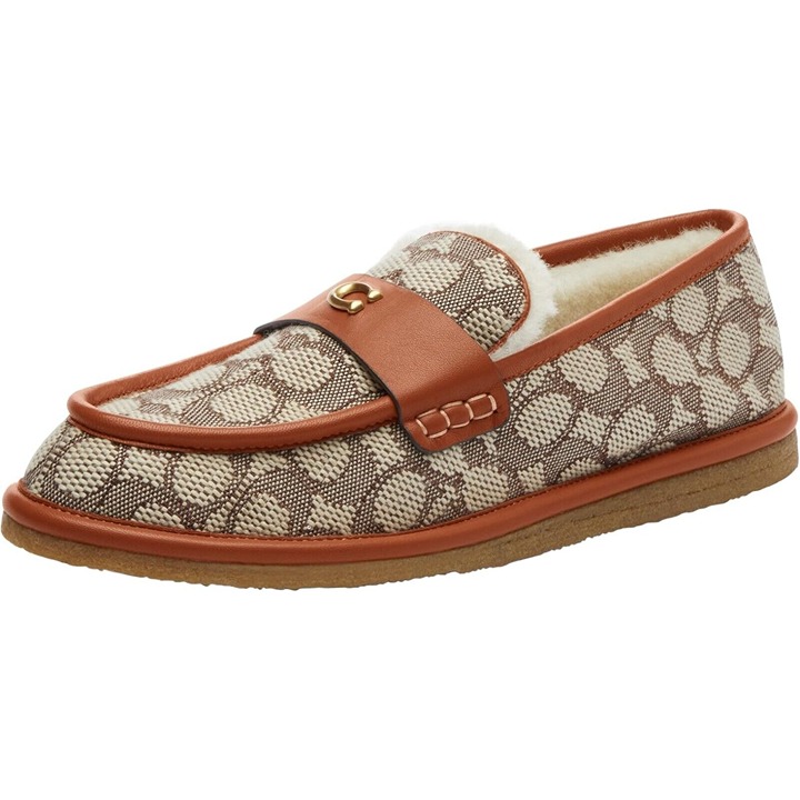 Coach Forest Slipper Women's Sz 10B Cocoa/Burnished Amber Leather Pull-On Loafer
