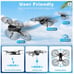 Drone w/Camera, AltHold, Gesture Selfie, 1Key Take Off/Landing, 2 Batteries