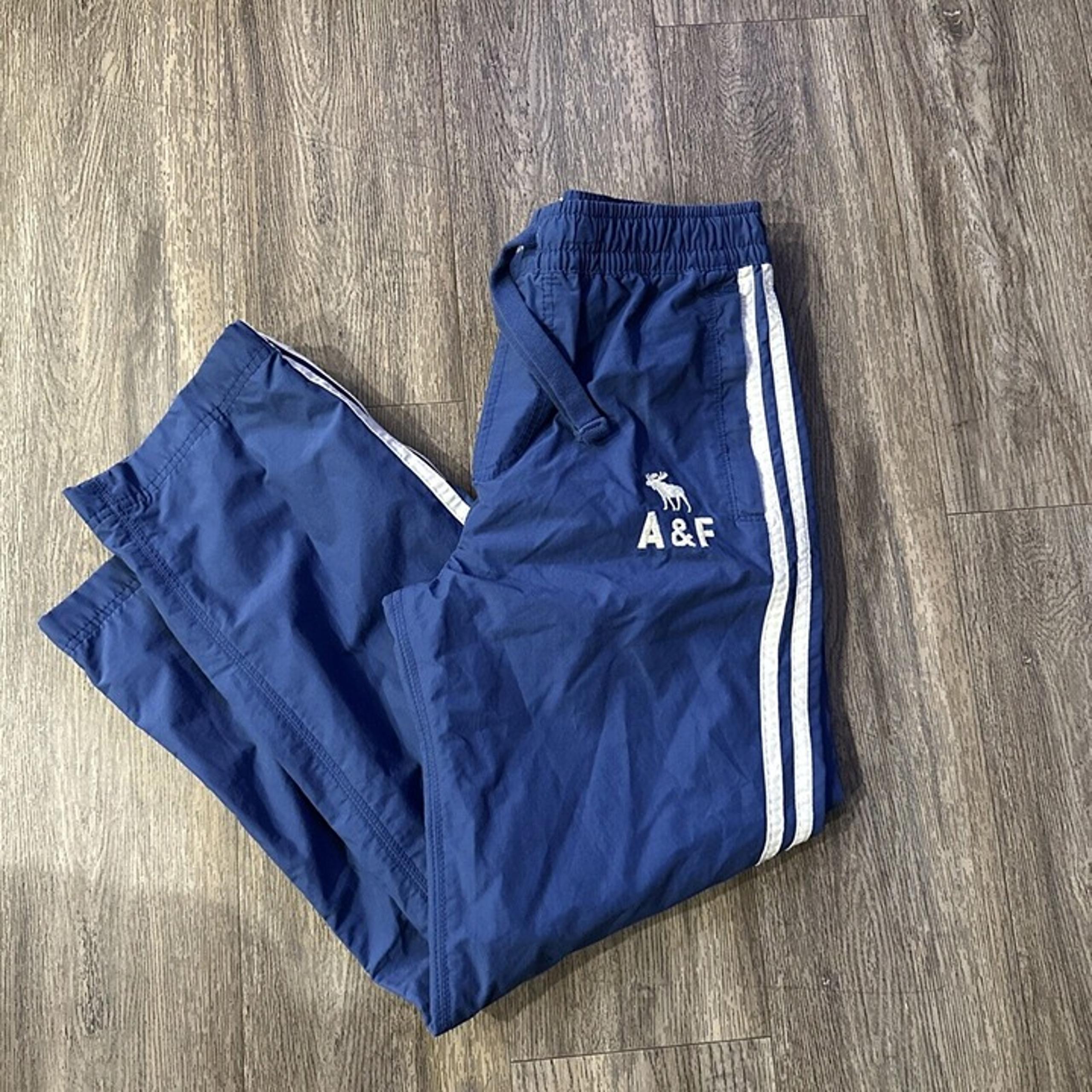 VTG Abercrombie & Fitch Pants Mens Small Blue Striped Track Wind Zip Y2K 90s