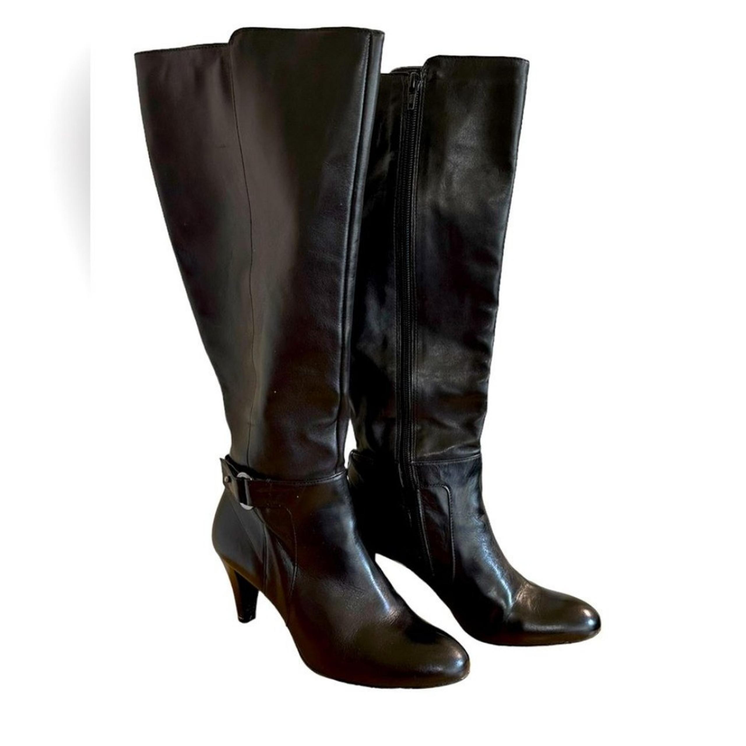 Antonio Milani Nicole, black leather knee-high boots women 8