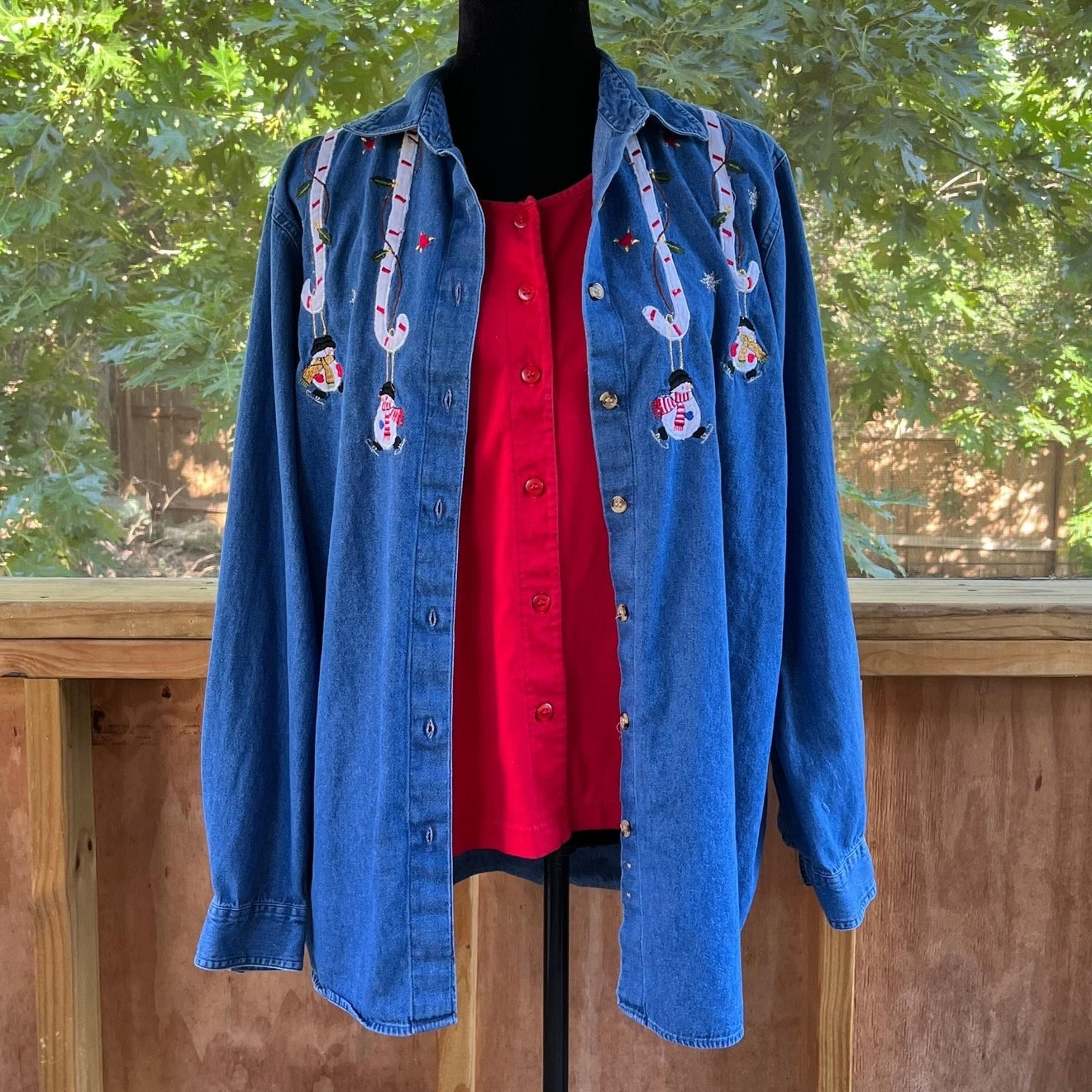 Casey & Max Women's Vintage Christmas Holiday Layered Shirt Size L