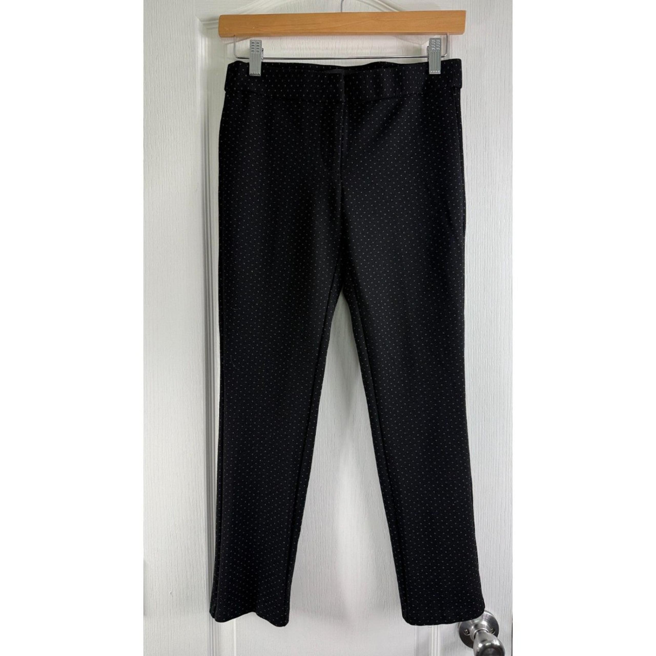 Amanda + Chelsea Women's Cropped Ankle Dress Pants Black White Dot Print Size 0