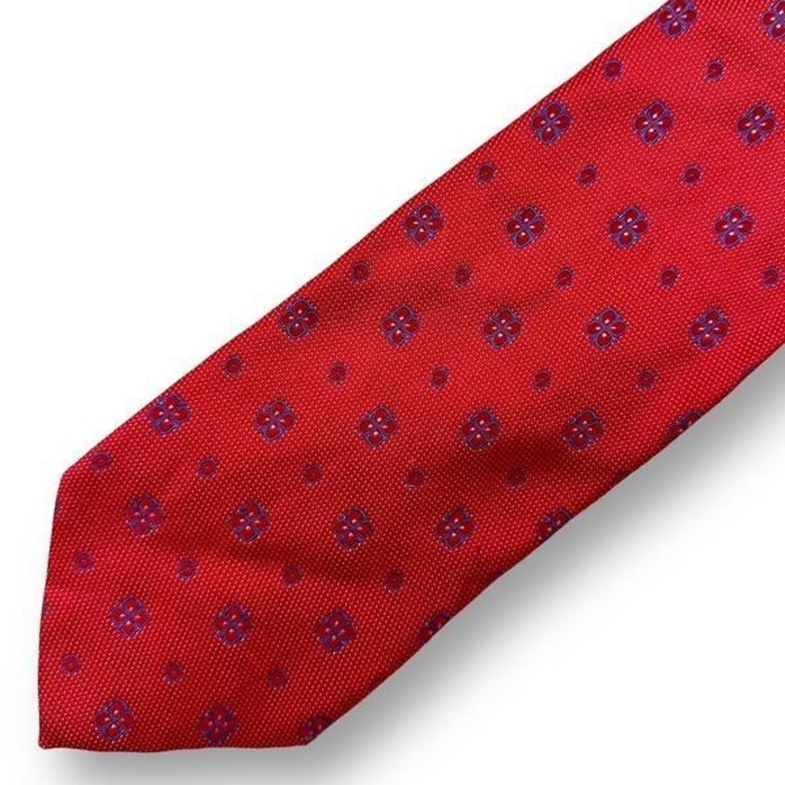 Barney’s New York Men's 100% Silk Neck Tie Red Polka Dot Flower Print Italian