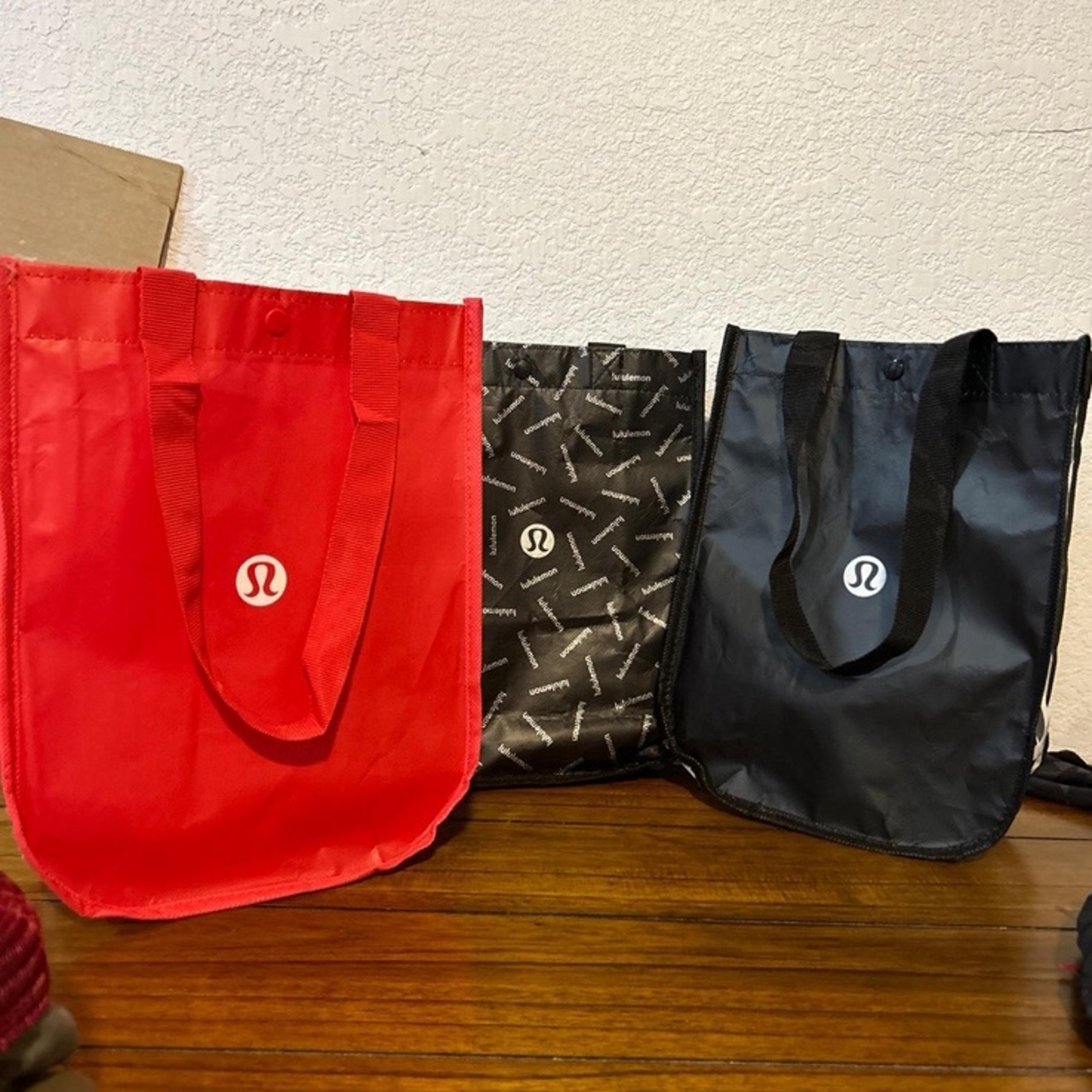 Lululemon Athletica Red and Black Tote Bags Trio