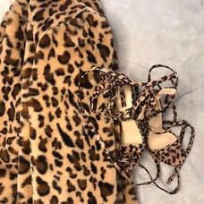 fur coat with heels.