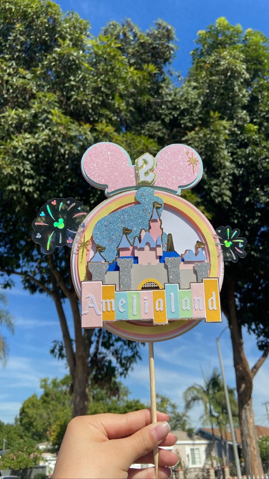 Vintage Disney sign cake topper