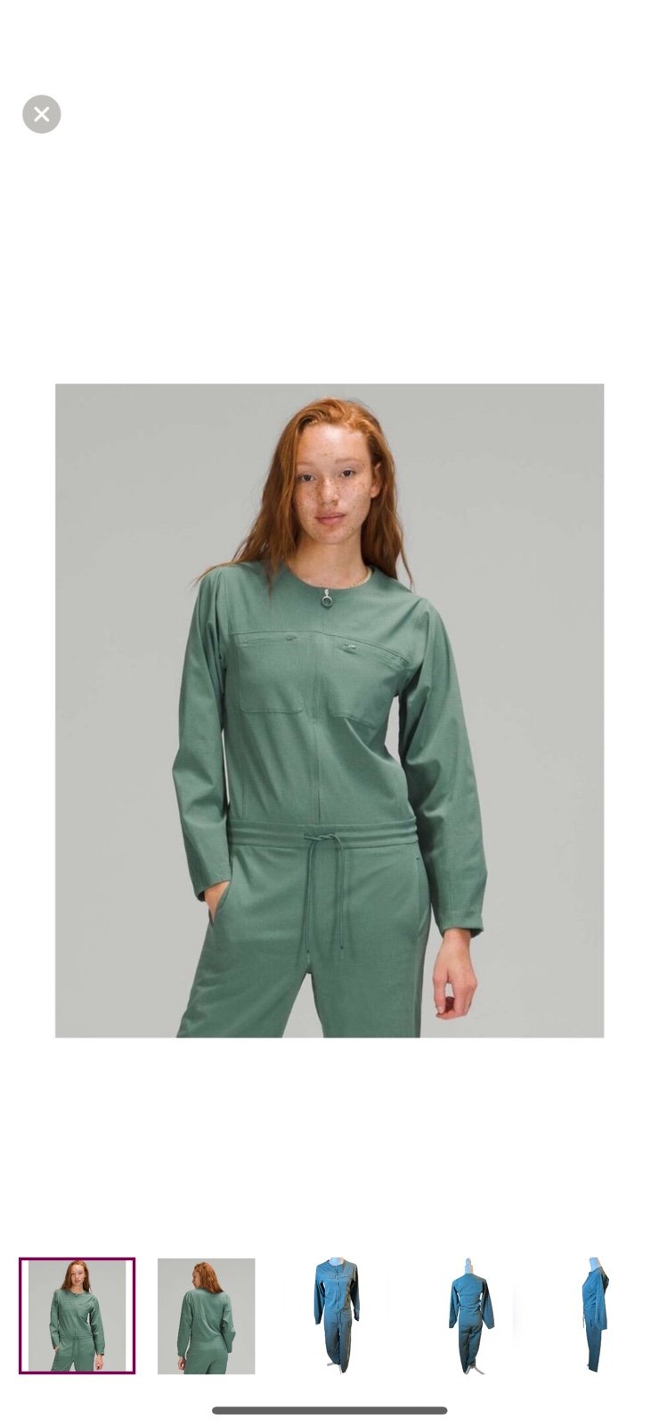 Lululemon Ventlight Long Sleeve Zippered Jumpsuit in Tidewater Teal Blue Green