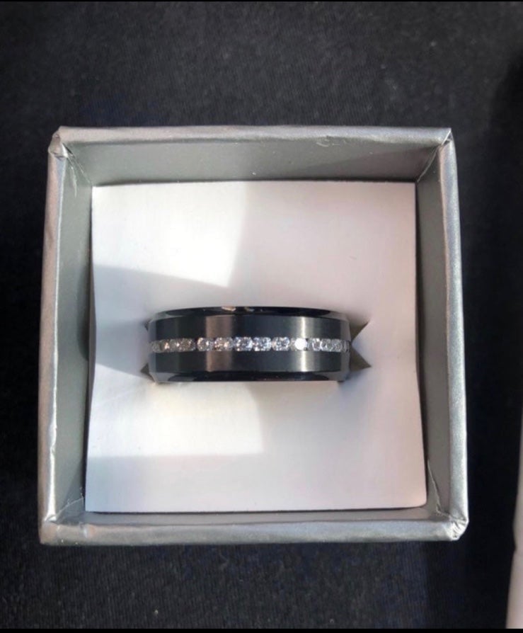 Black Titanium Wedding Band Full Eternity Men’s Ring