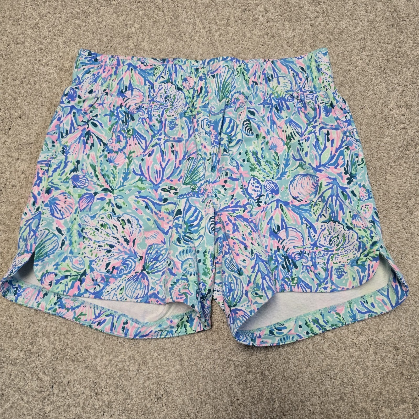 Lilly Pulitzer Surf Blue Soleil It On Me KYLAR KNIT SHORTS Pull-On 5 NWOT Sz S