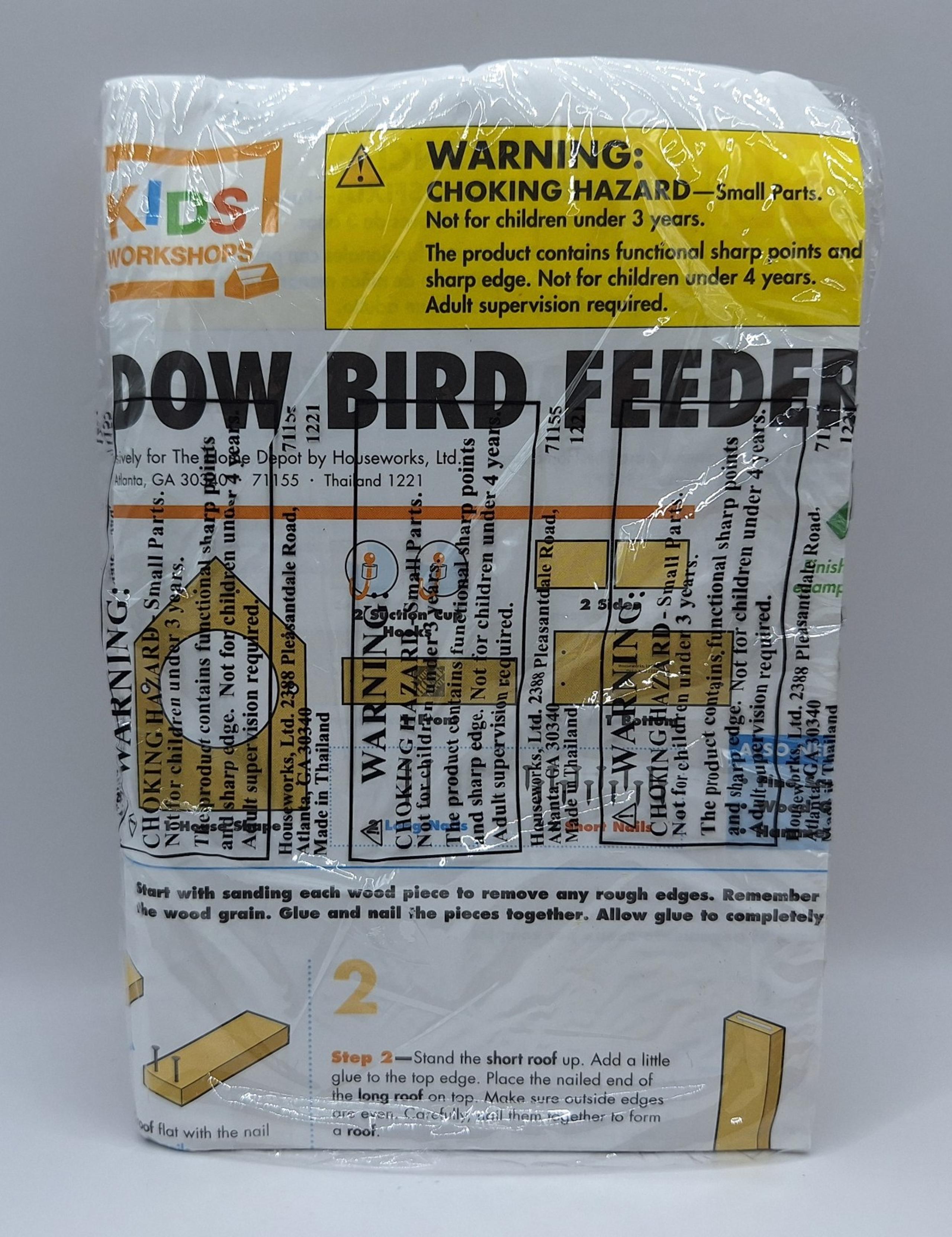 Home Depot Kids Work Shop Wooden Window Bird Feeder New Sealed Kit W/ Pin NEW