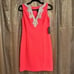 Vince Camuto Neon Pink Coral Gold Embroidered Summer Mini Dress Size 4 NWT