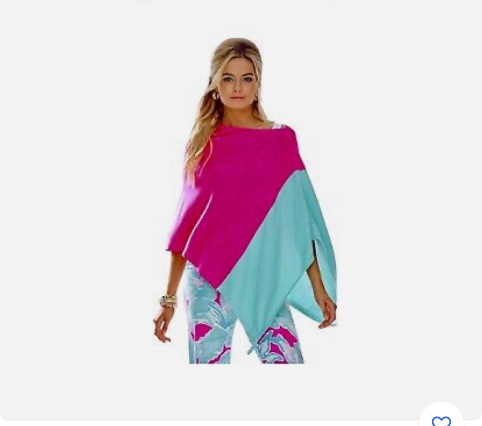 Lilly Pulitzer Pink Green Resort Colorblock Tassel Kinnon Sweater Wrap