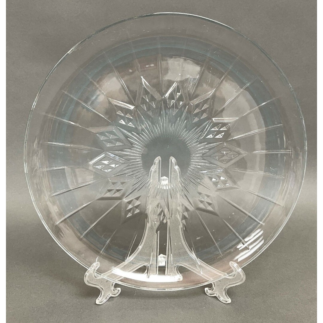Clear Glass Cake Plate Serving Tray Round 12 Across