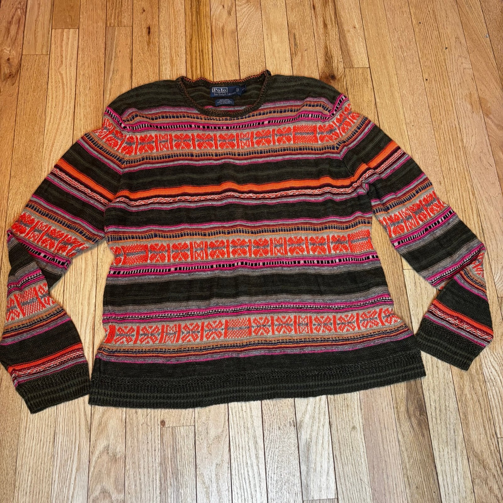 RALPH LAUREN POLO Vintage 80’s Alpaca Southwest Crew Knit Sweater Rare XL
