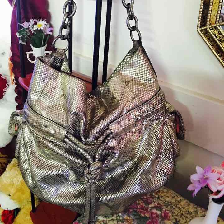 Rare Coach bag in silver and gold Python