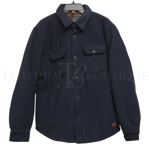 JACHS Wool Blend Heavyweight Shirt Jacket Men Medium Blue Pile Fleece Lining NWT