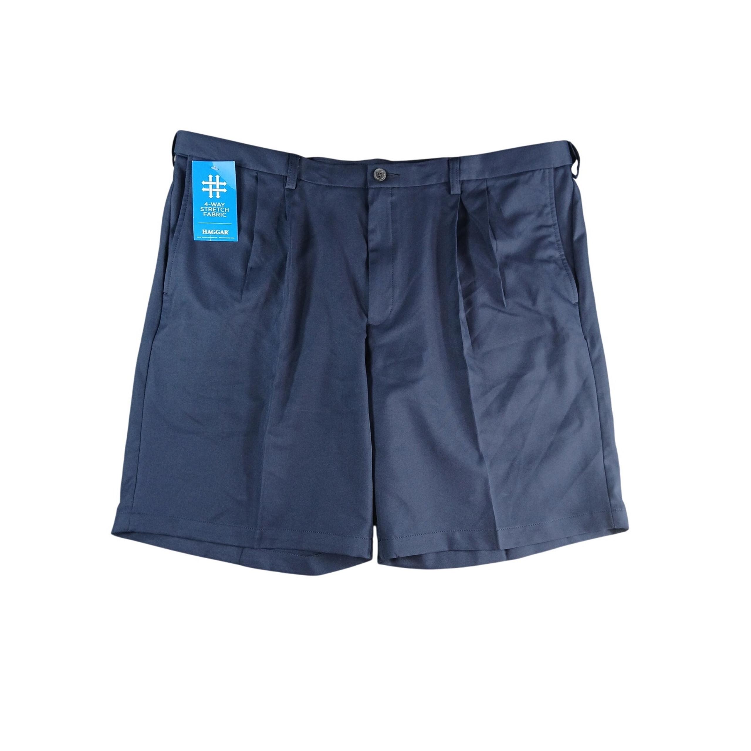 Haggar Shorts Mens Size 44W Blue Cool 18 Pro Gabardine Stretchy Pleated NWT