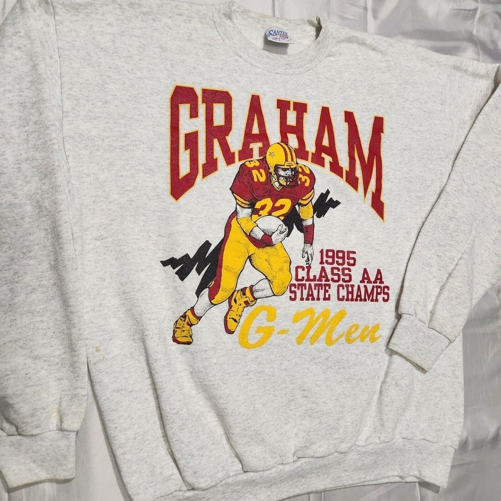 Vintage Graham G Men Sweater Men L 90s Football Champion Virginia Bluefield AA