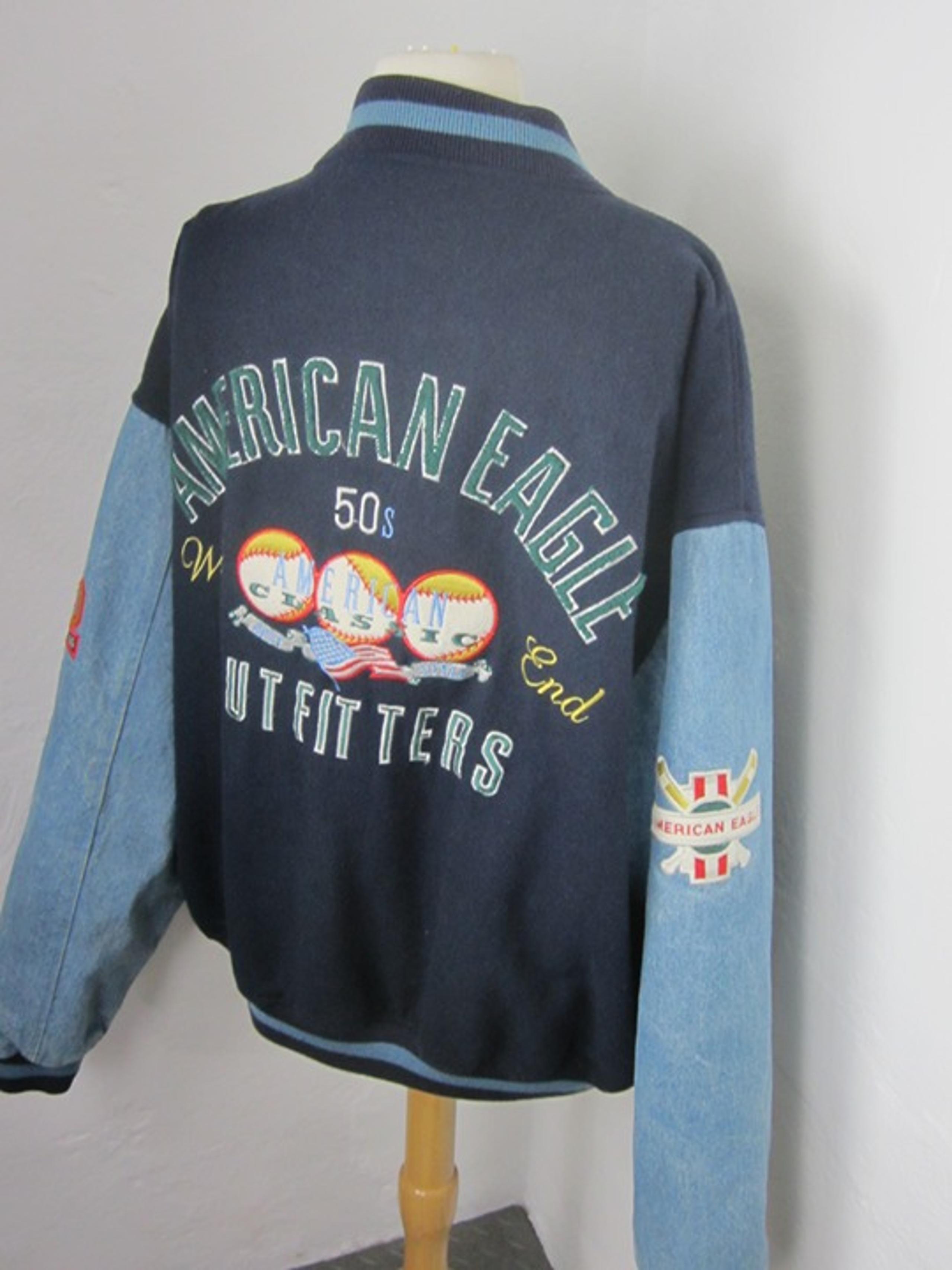 Vintage Y2K American Eagle AE Varsity Baseball Bomber Letter Jacket Mens XL