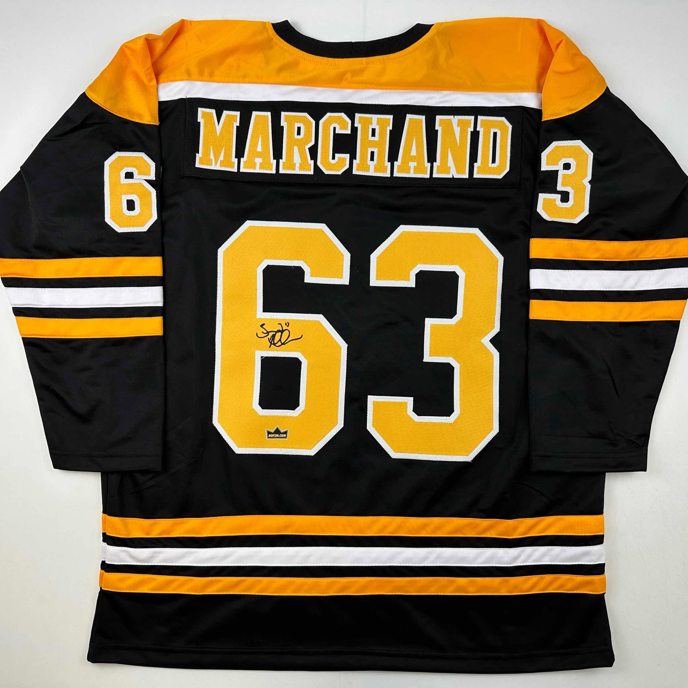 Facsimile Autographed Brad Mahand Boston Black Auto Jersey Size Men's XL