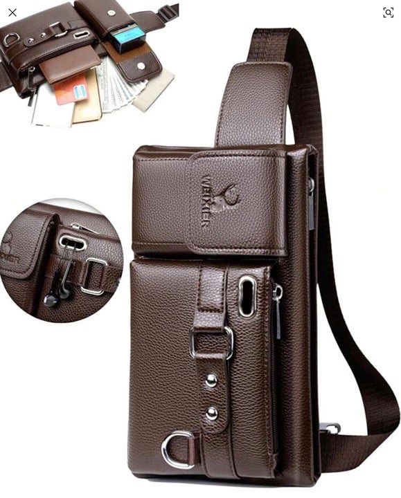 Men’s PU Crossbody Chest Bag Waist Phone Purse