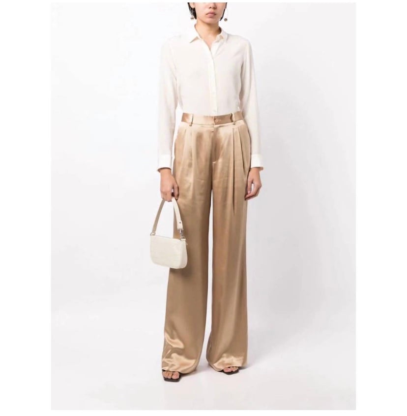 NILI LOTAN flavie pant in khaki 100% Silk Size Woman’s 8 Brand new without tag