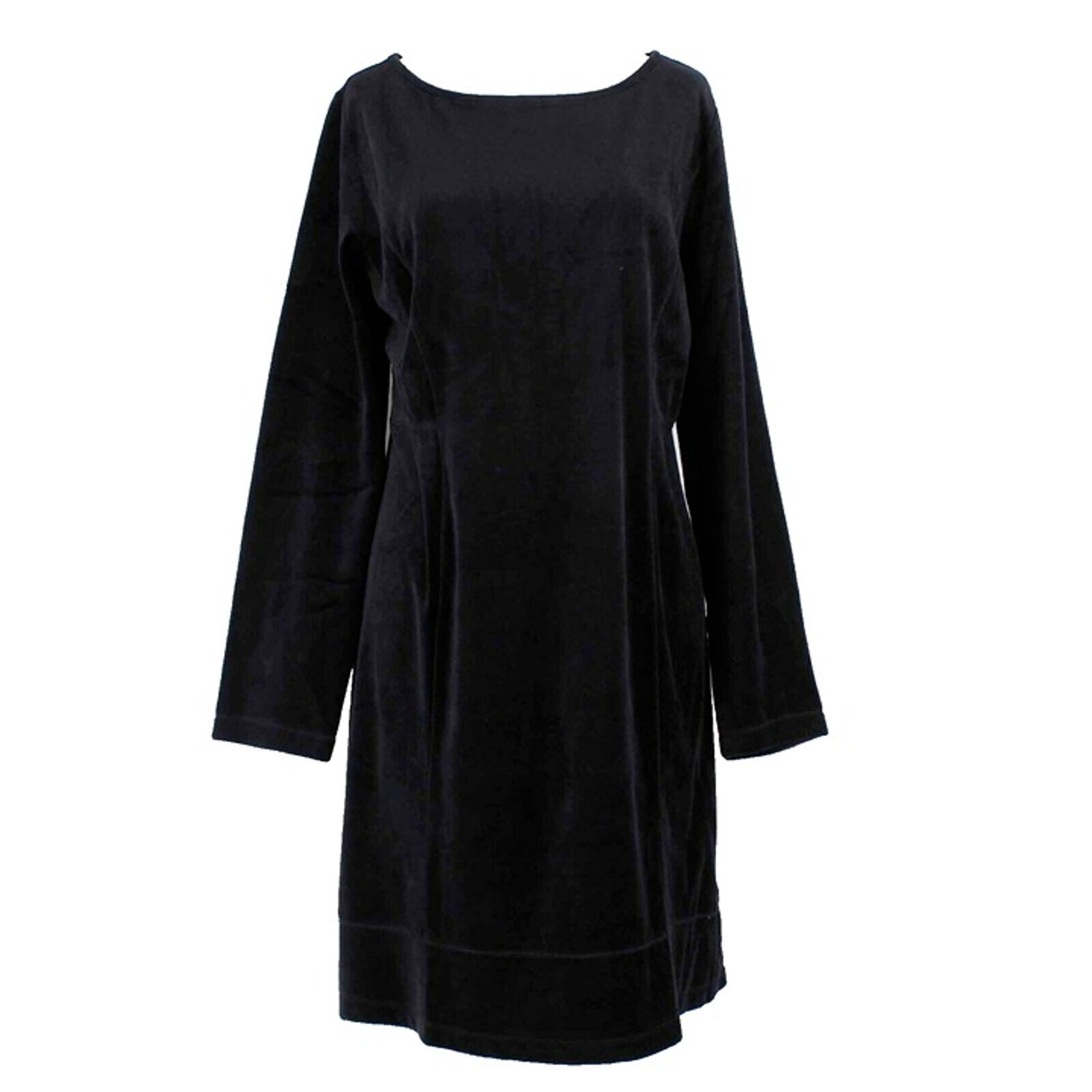 Soma NEW $65 Sz L Black Velour Long Sleeve Cotton Polyester Short Dress