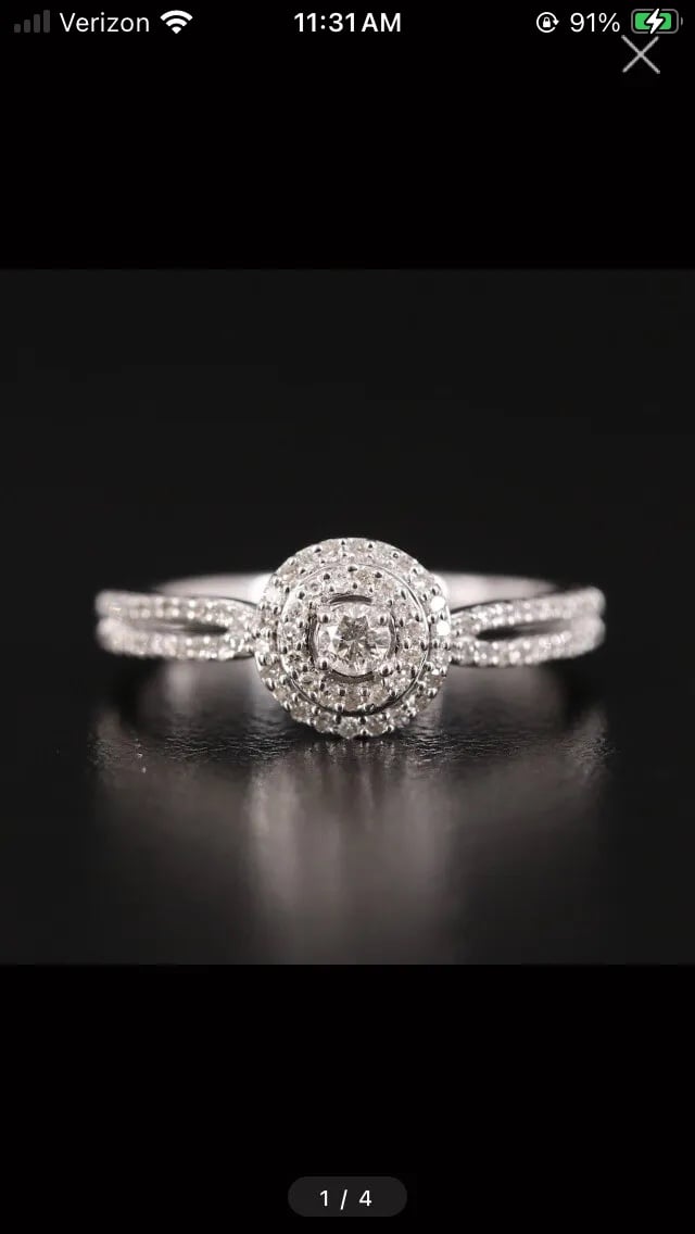 STERLING DIAMOND DOUBLE HALO RING