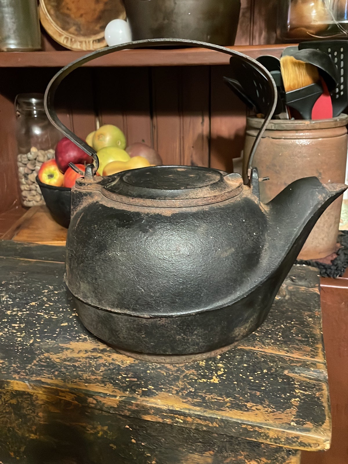 Antique cast iron kettle