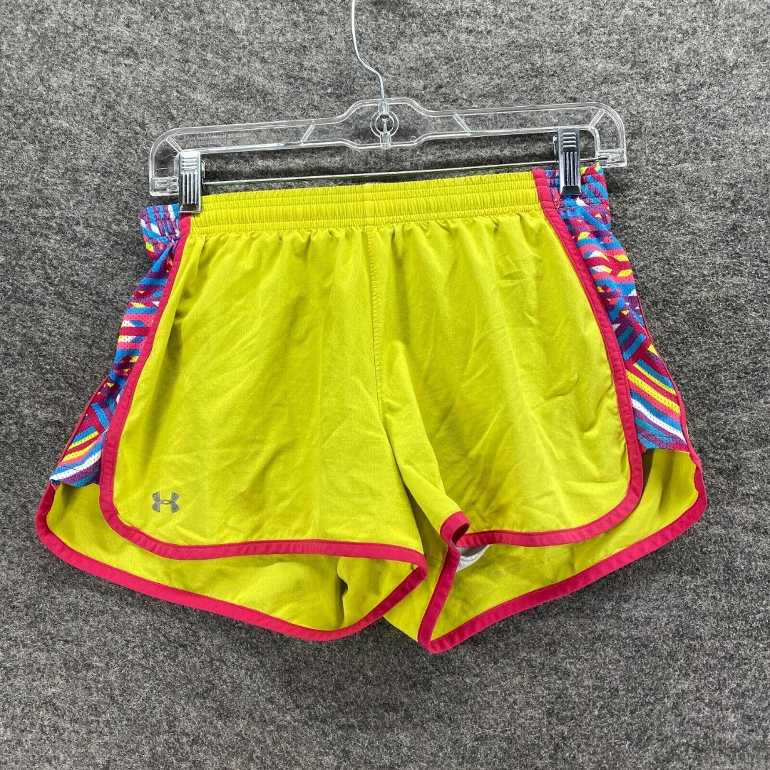Under Armour Activewear Shorts Women S Small Yellow High Rise Pull On Athletic