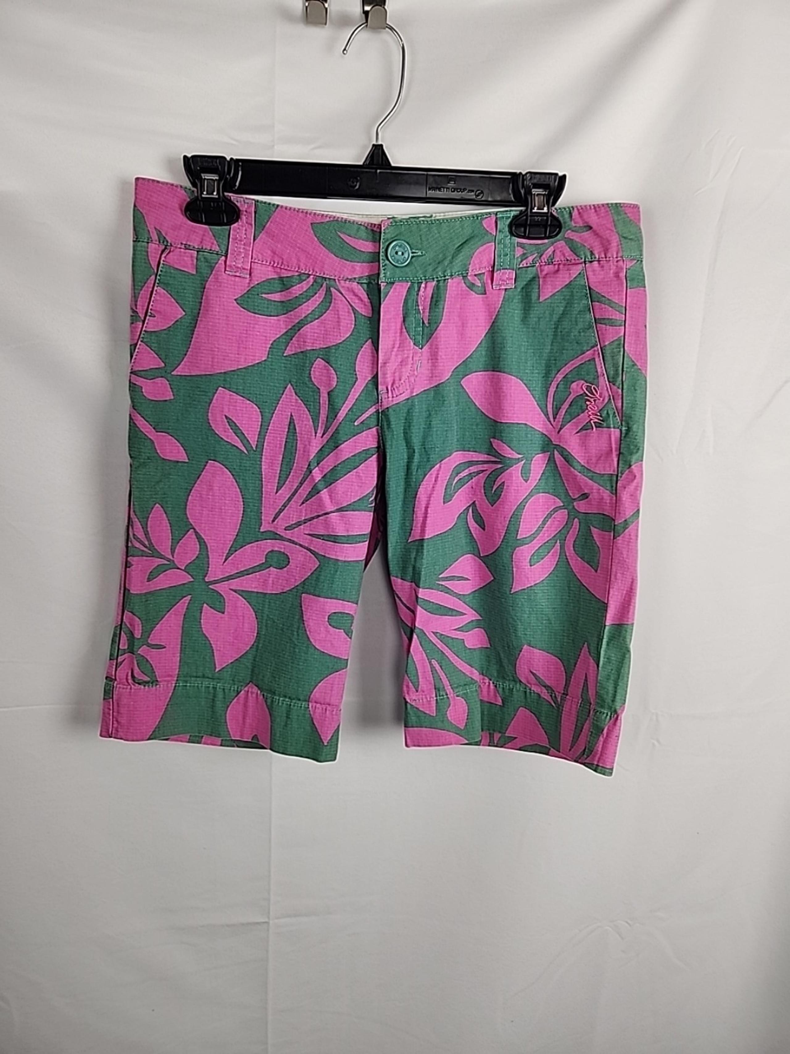 PacSun Green Pink Cotton Hawaiian Beach Board Surf Bermuda Shorts,5 NWT - O'Neill