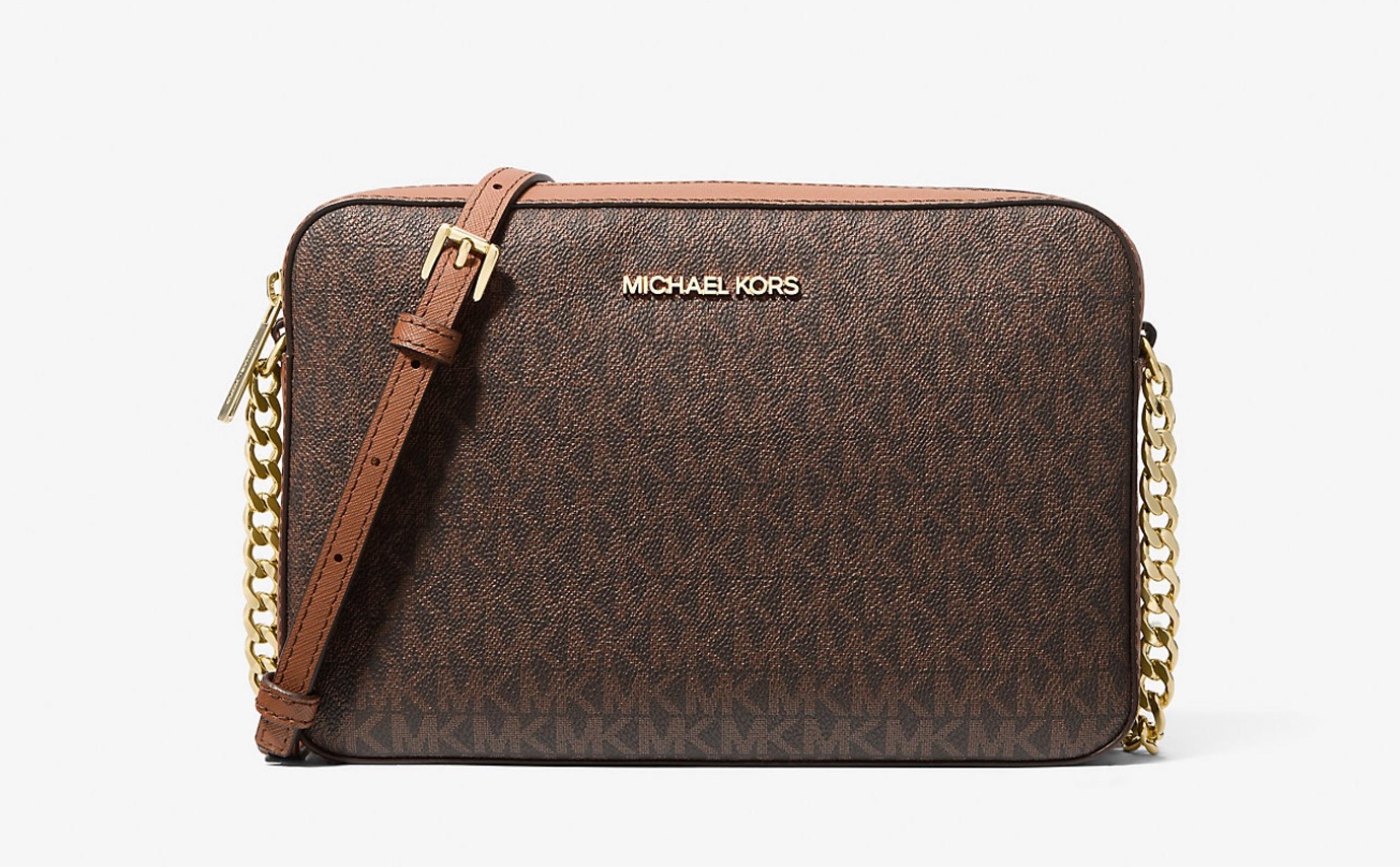 MICHAEL KORS Jet Set Large East West Saffiano Leather Printed Logo Crossbody Bag