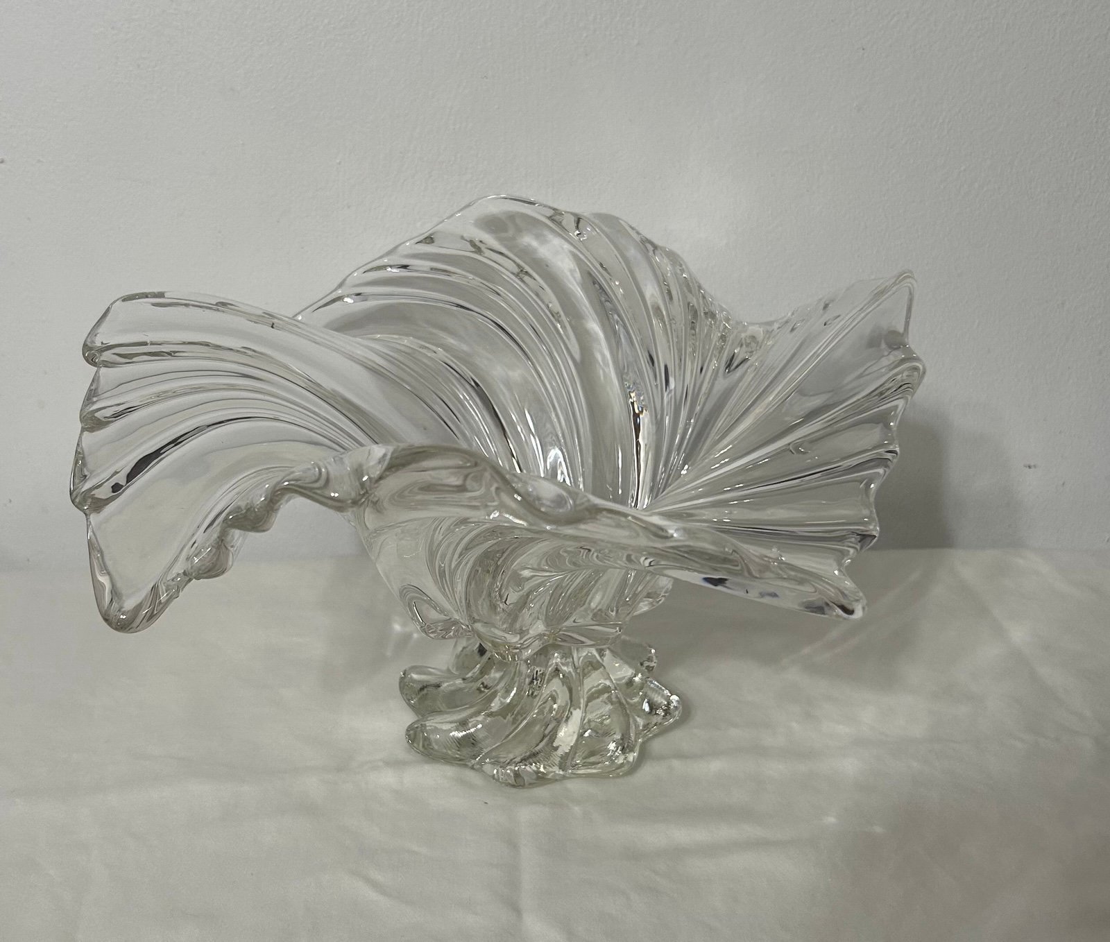 STUNNING MIKASA Belle Epoque Swirl Wave Footed Lead Crystal Fruit Bowl•German