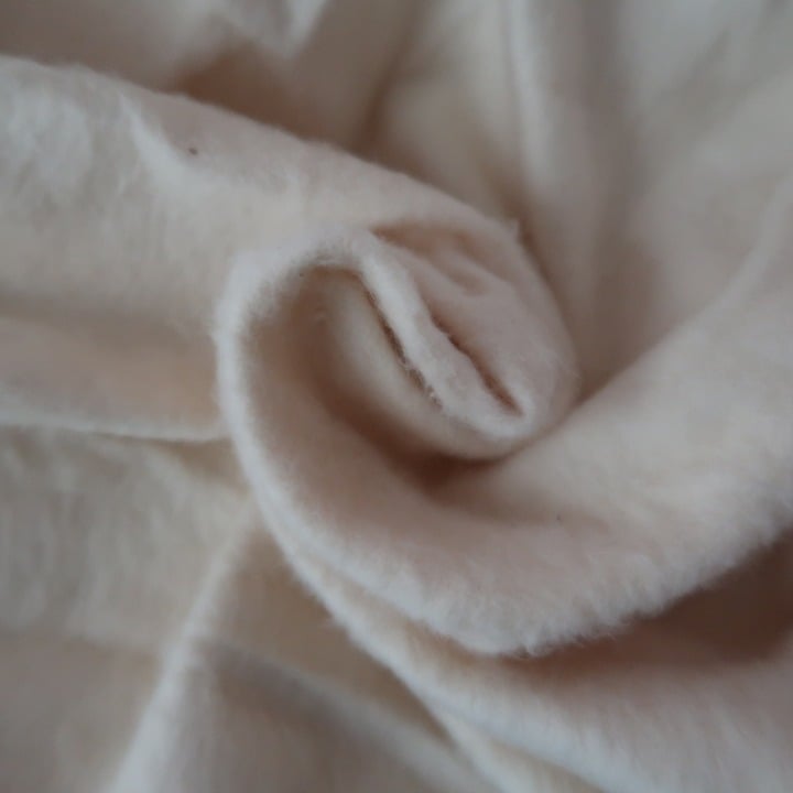 2 YARDS - 100% Organic Cotton Off-White Beige Ivory Cream Fleece Knit Fabric